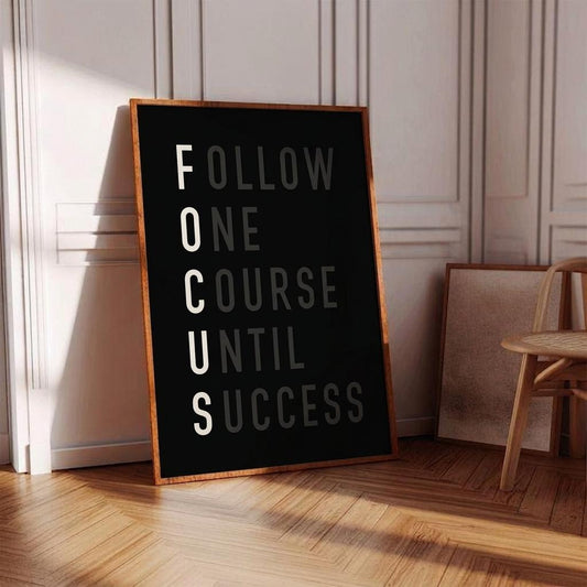 Focus Black Typography Print  • Motivational Wall Art for Office