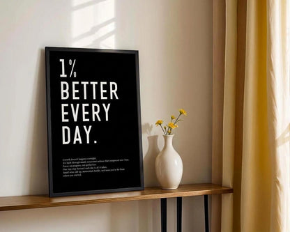 “1% Better Every Day” Growth Mindset Motivational Poster - Museum-Quality Matte Archival Paper