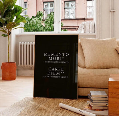 Memento Mori Carpe Diem Print • Stoic Wall Art Poster with Definitions