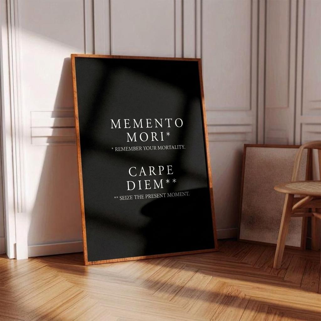 Memento Mori Carpe Diem Print • Stoic Wall Art Poster with Definitions