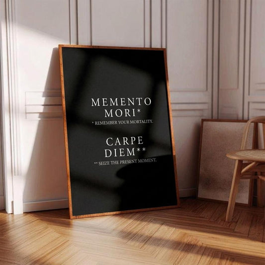 Memento Mori Carpe Diem Print • Stoic Wall Art Poster with Definitions