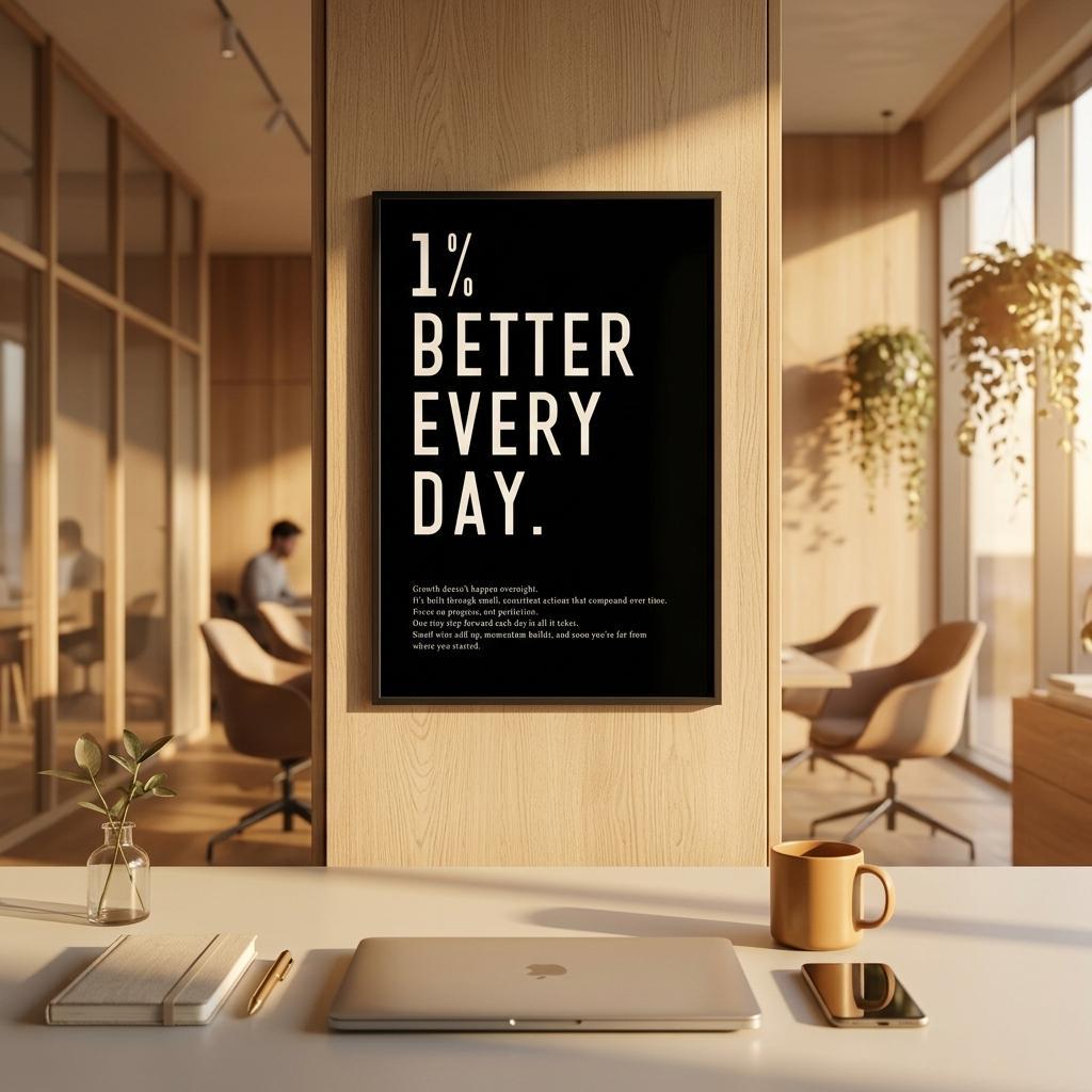 “1% Better Every Day” Growth Mindset Motivational Poster - Museum-Quality Matte Archival Paper