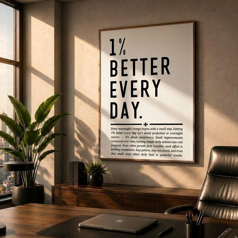 1% Better Every Day Print • Growth Mindset Poster & Office Wall Art