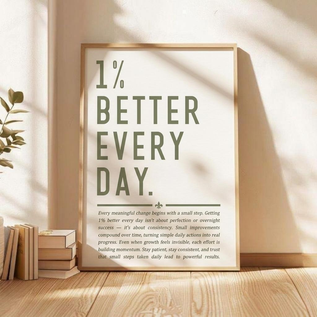 1% Better Every Day Print • Growth Mindset Poster & Office Wall Art