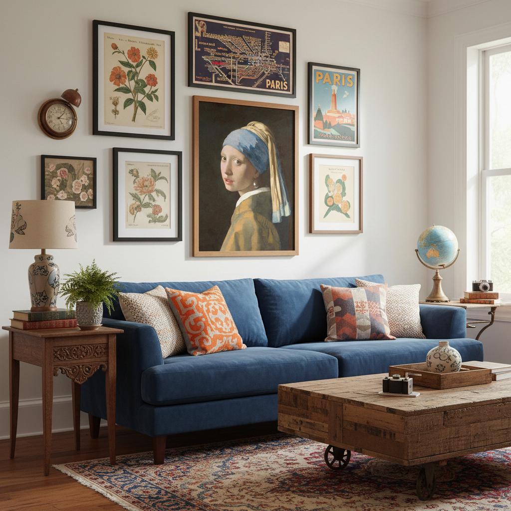 Gitl with a pearl Earring Poster in a wall