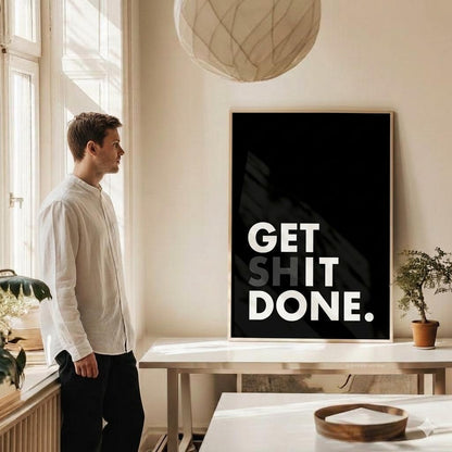 Get Shit Done Print Bold Typography Motivational Office Wall Art