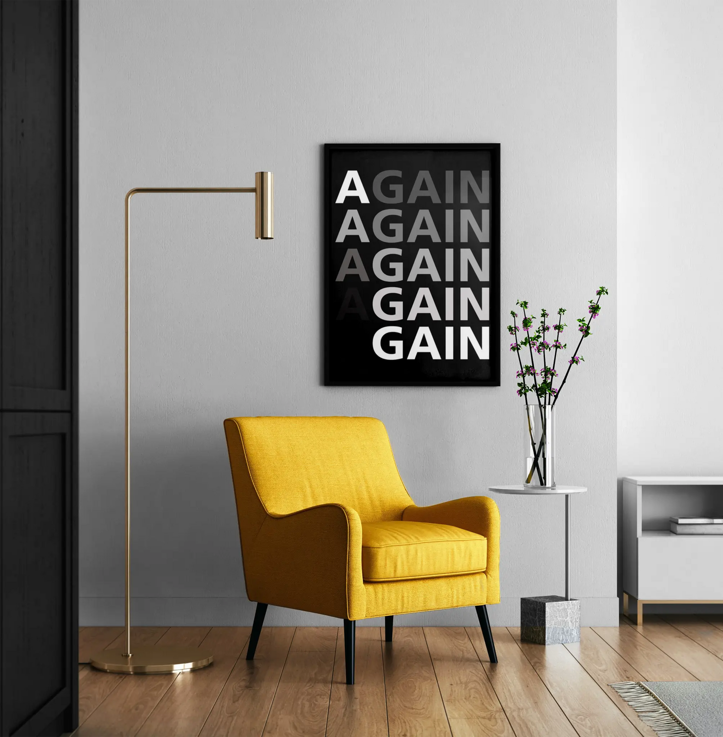 "Again Gain” Minimalist Motivation Poster - Museum-Quality Matte Archival Paper