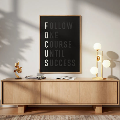 Focus Black Typography Print  • Motivational Wall Art for Office