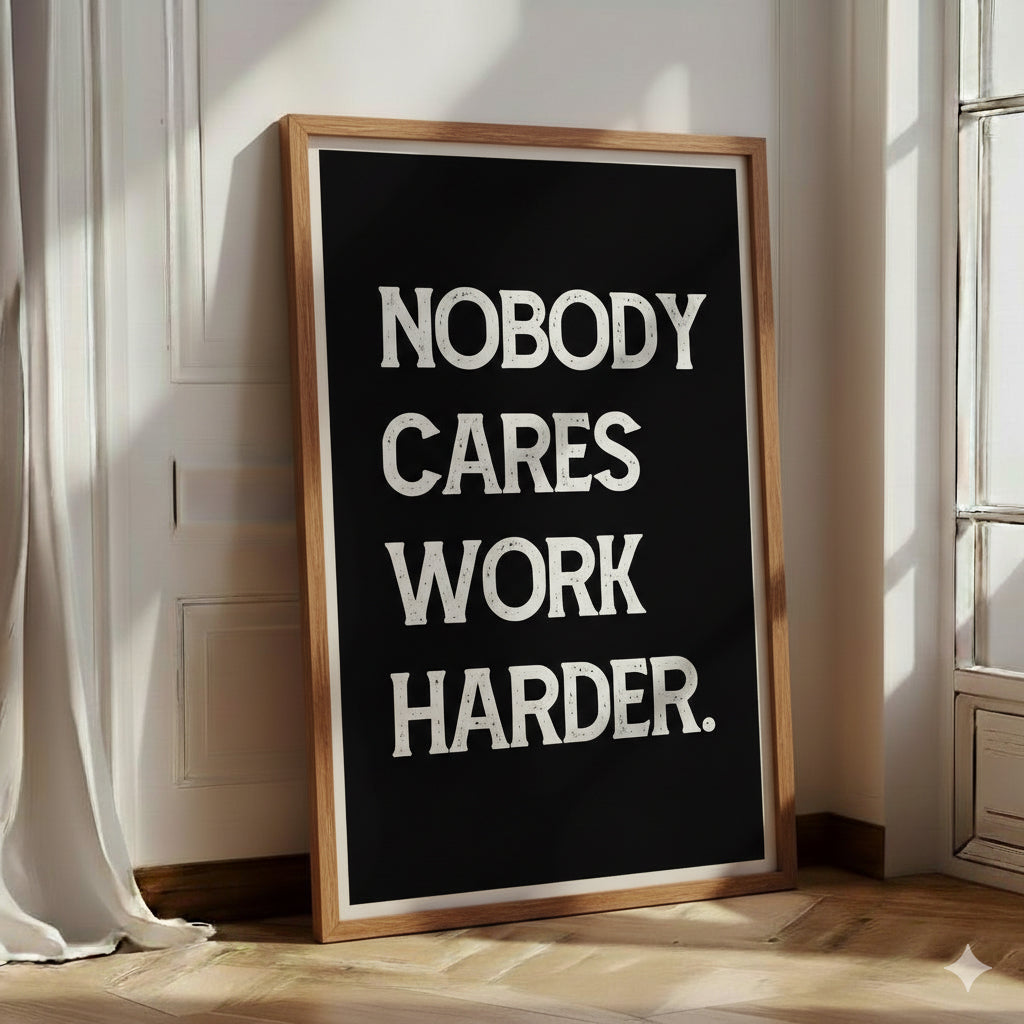 Nobody Cares Work Harder Print • Motivational Gym Wall Art Poster
