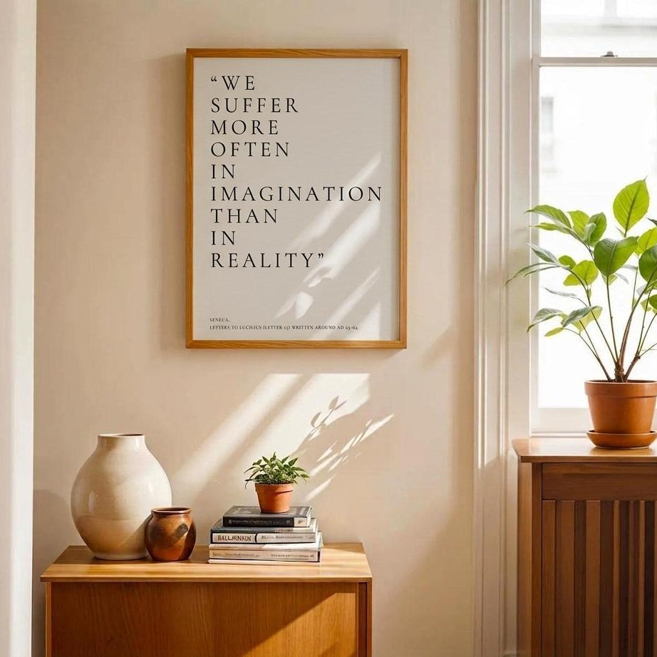 We Suffer More In Imagination Than In Reality Print • Seneca Stoic Wall Art Poster