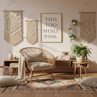 This Too Shall Pass Wall-Art Print, Minimalist Inspirational Quote Poster