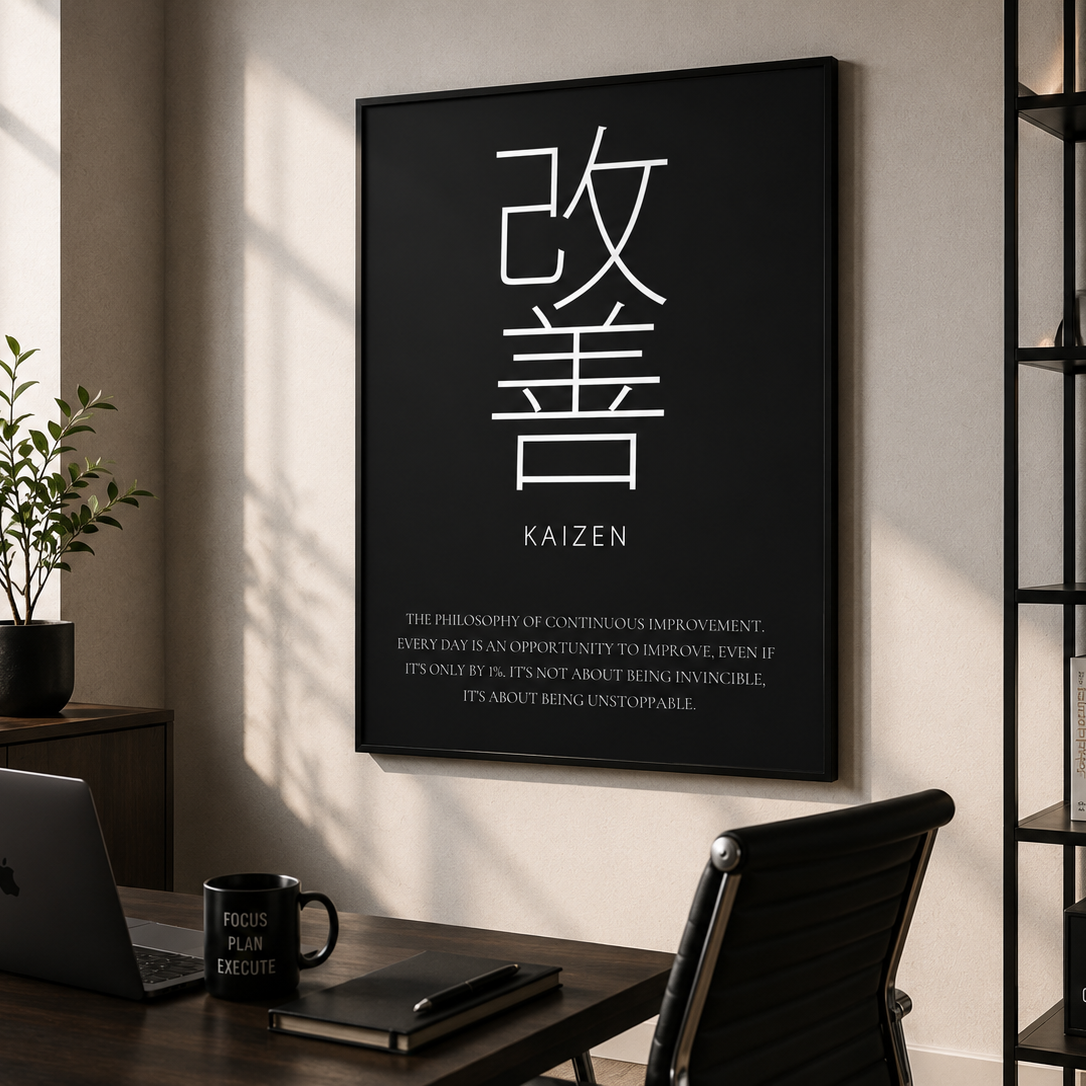Kaizen Print • Japanese Philosophy Wall Art Minimalist Typography Poster