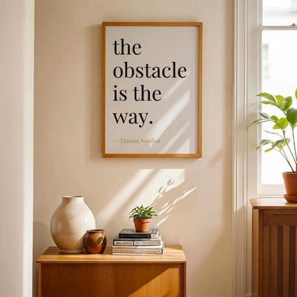 Marcus Aurelius The Obstacle Is The Way Stoic Philosophy Print, Minimalist Office Decor
