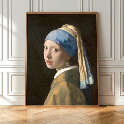 Girl with a pearl earring Poster of VEERMer on a wall.