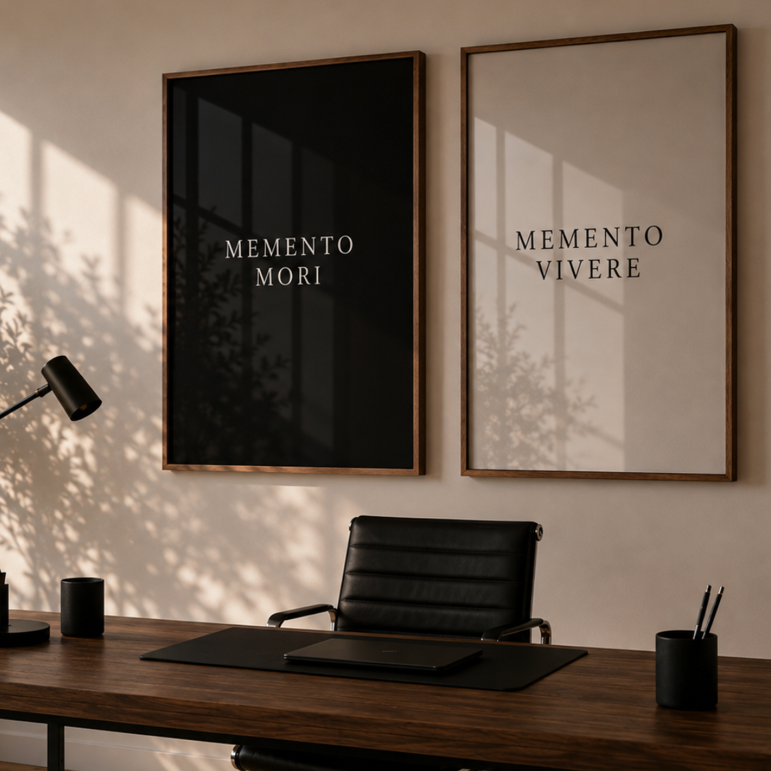 set of 2 office posters memento mori memento vivere