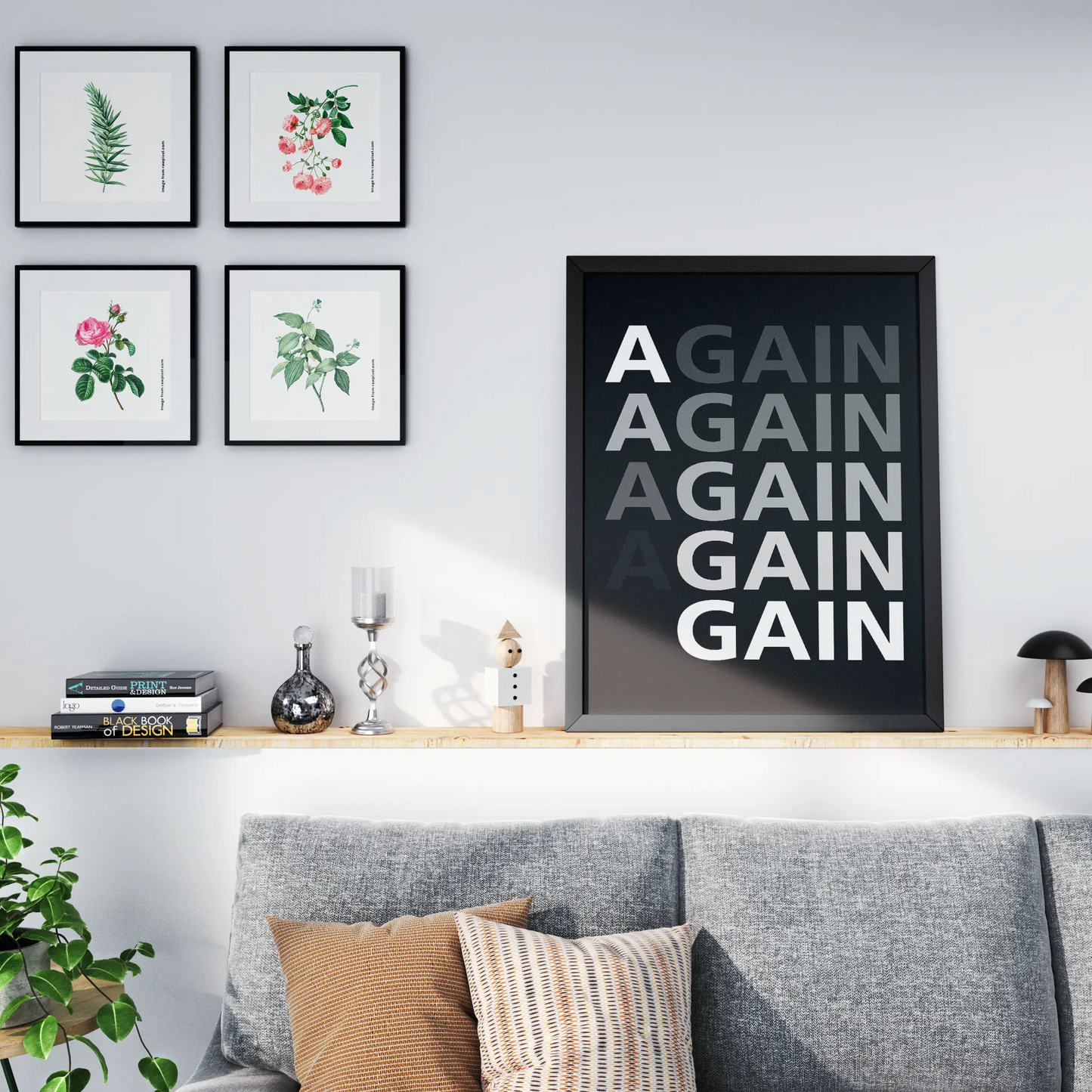 "Again Gain” Minimalist Motivation Poster - Museum-Quality Matte Archival Paper