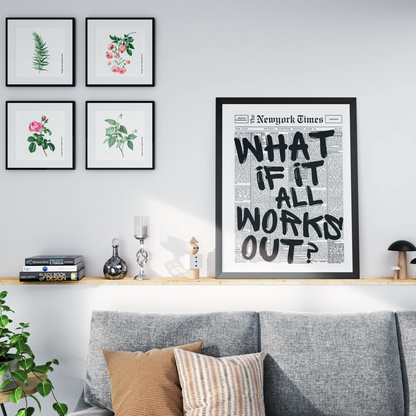 "What if it all works out?" Minimalist Motivation Poster - Museum-Quality Matte Archival Paper