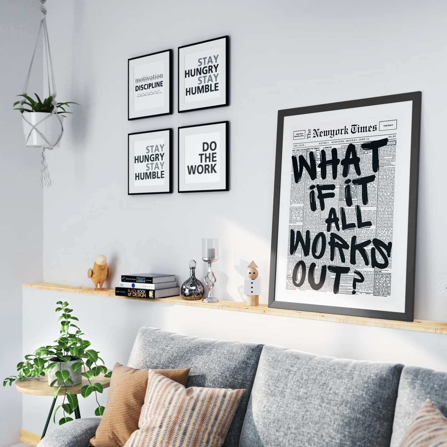 "What if it all works out?" Minimalist Motivation Poster - Museum-Quality Matte Archival Paper