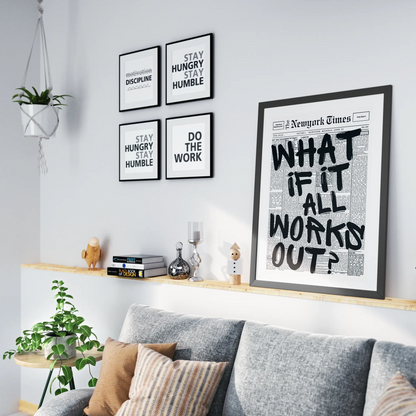 "What if it all works out?" Minimalist Motivation Poster - Museum-Quality Matte Archival Paper