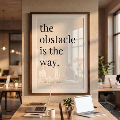 Marcus Aurelius The Obstacle Is The Way Stoic Philosophy Print, Minimalist Office Decor