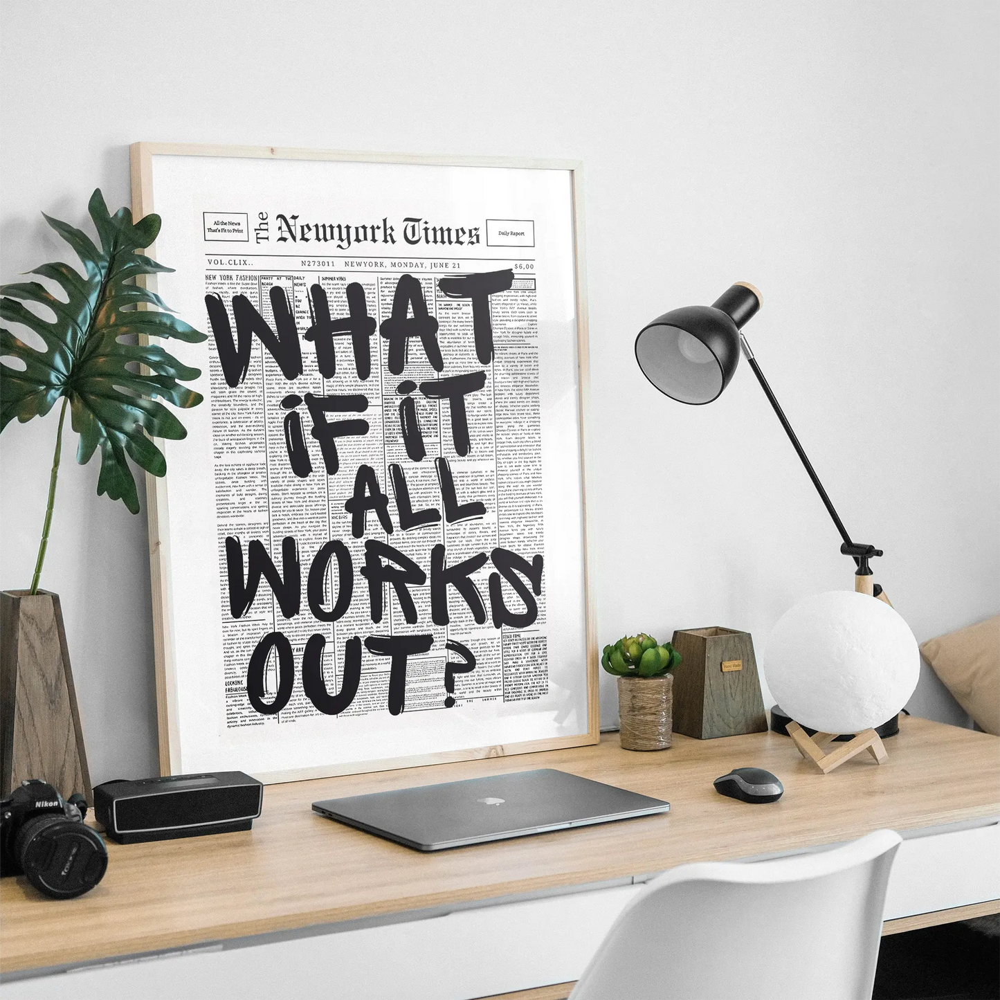 "What if it all works out?" Minimalist Motivation Poster - Museum-Quality Matte Archival Paper