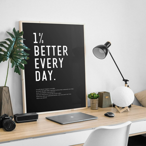 “1% Better Every Day” Growth Mindset Motivational Poster - Museum-Quality Matte Archival Paper