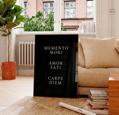 Memento Mori Amor Fati Carpe Diem Print • Stoic Wall Art Poster