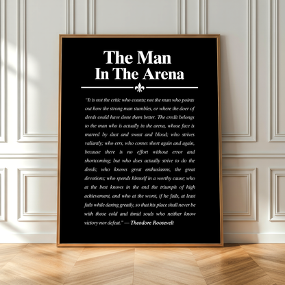 The Man in the Arena Wall Art – Roosevelt Motivational Quote Print
